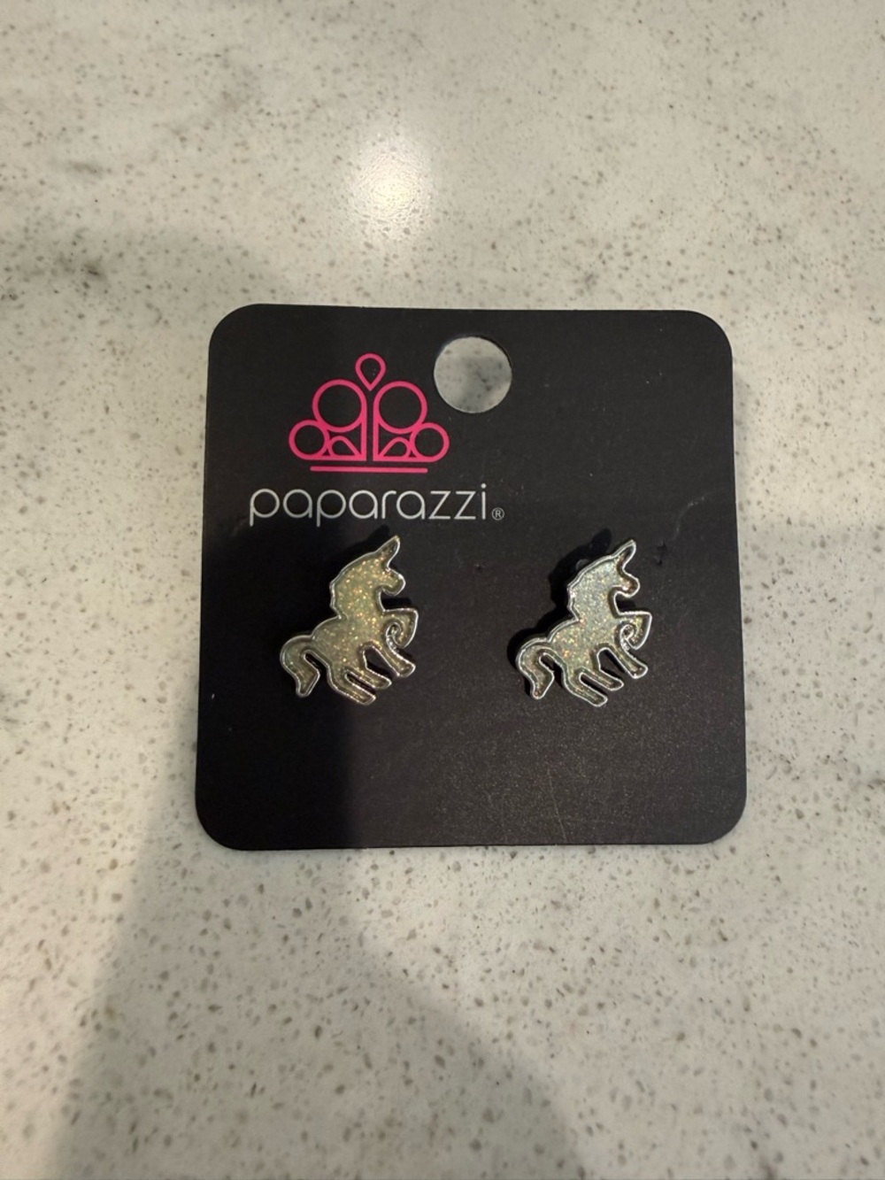 paparazzi Iridescent Unicorn Stud Earrings - White